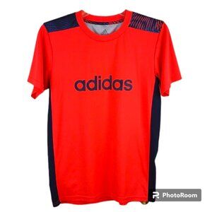 Adidas Boys Performance Short Sleeve Climacool Neon Orange Dark Blue Tee